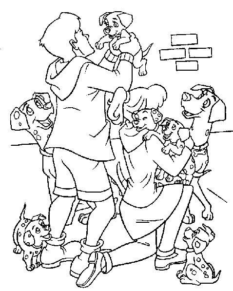 coloriage 101 dalmatiens promenade